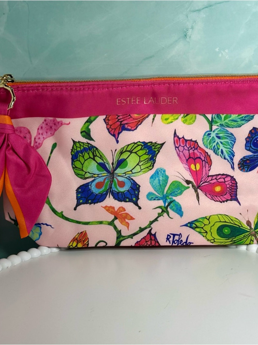 Estee Lauder Pink Butterfly Cosmetic Pouch NWOT